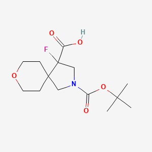 molecular formula C14H22FNO5 B13563254 2-[(Tert-butoxy)carbonyl]-4-fluoro-8-oxa-2-azaspiro[4.5]decane-4-carboxylicacid 