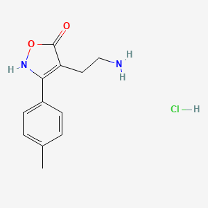 molecular formula C12H15ClN2O2 B1356327 4-(2-Aminoethyl)-3-(4-methylphenyl)isoxazol-5(2H)-one hydrochloride CAS No. 1177299-46-5