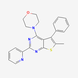 molecular formula C22H20N4OS B13563272 4-[6-Methyl-5-phenyl-2-(pyridin-2-yl)thieno[2,3-d]pyrimidin-4-yl]morpholine 