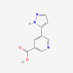 molecular formula C9H7N3O2 B13563338 5-(1H-Pyrazol-3-yl)nicotinic acid 