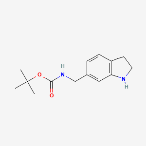 molecular formula C14H20N2O2 B13563369 tert-butylN-[(2,3-dihydro-1H-indol-6-yl)methyl]carbamate 