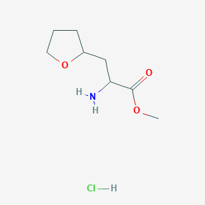 molecular formula C8H16ClNO3 B13563380 Methyl2-amino-3-(oxolan-2-yl)propanoatehydrochloride 