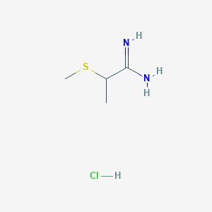 molecular formula C4H11ClN2S B13563432 2-(Methylsulfanyl)propanimidamide hydrochloride 