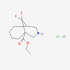 molecular formula C12H20ClF2NO2 B13563457 Ethyl10,10-difluoro-8-azabicyclo[4.3.1]decane-1-carboxylatehydrochloride 