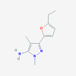 molecular formula C11H15N3O B13563493 3-(5-Ethylfuran-2-yl)-1,4-dimethyl-1h-pyrazol-5-amine 