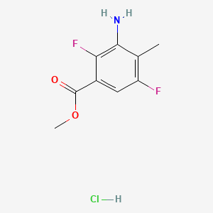 molecular formula C9H10ClF2NO2 B13563555 Methyl3-amino-2,5-difluoro-4-methylbenzoatehydrochloride 