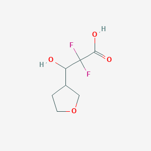 molecular formula C7H10F2O4 B13563624 2,2-Difluoro-3-hydroxy-3-(tetrahydrofuran-3-yl)propanoic acid 