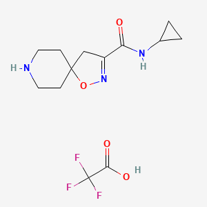 molecular formula C13H18F3N3O4 B13563754 N-cyclopropyl-1-oxa-2,8-diazaspiro[4.5]dec-2-ene-3-carboxamide,trifluoroaceticacid 