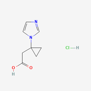 molecular formula C8H11ClN2O2 B13563757 2-[1-(1H-imidazol-1-yl)cyclopropyl]aceticacidhydrochloride 