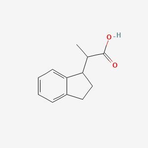 molecular formula C12H14O2 B13563804 2-(2,3-dihydro-1H-inden-1-yl)propanoic acid 