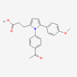 molecular formula C22H21NO4 B13563817 3-[1-(4-acetylphenyl)-5-(4-methoxyphenyl)-1H-pyrrol-2-yl]propanoic acid 