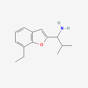 molecular formula C14H19NO B13563836 1-(7-Ethylbenzofuran-2-yl)-2-methylpropan-1-amine 