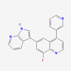 molecular formula C21H13FN4 B13563878 8-fluoro-4-(pyridin-3-yl)-6-{1H-pyrrolo[2,3-b]pyridin-3-yl}quinoline CAS No. 2230901-57-0