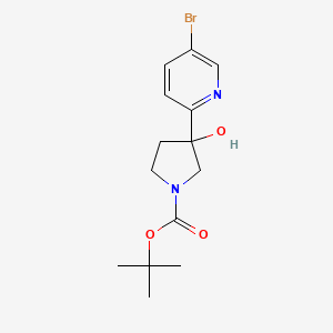 molecular formula C14H19BrN2O3 B13563946 Tert-butyl 3-(5-bromopyridin-2-yl)-3-hydroxypyrrolidine-1-carboxylate 