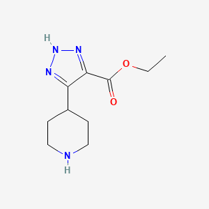 molecular formula C10H16N4O2 B13563979 Ethyl 4-(4-piperidinyl)-1H-1,2,3-triazole-5-carboxylate 