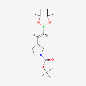 molecular formula C17H30BNO4 B13564058 tert-Butyl (E)-3-(2-(4,4,5,5-tetramethyl-1,3,2-dioxaborolan-2-yl)vinyl)pyrrolidine-1-carboxylate 