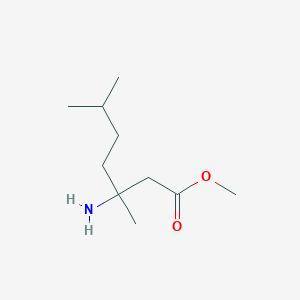 molecular formula C10H21NO2 B13564242 Methyl 3-amino-3,6-dimethylheptanoate 