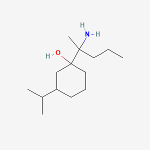 molecular formula C14H29NO B13564407 1-(2-Aminopentan-2-yl)-3-(propan-2-yl)cyclohexan-1-ol 