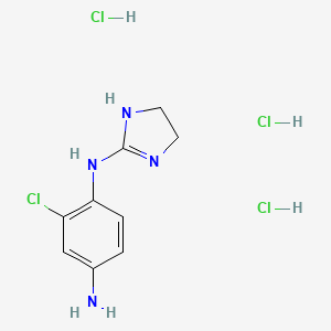 molecular formula C9H14Cl4N4 B13564428 2-chloro-N1-(4,5-dihydro-1H-imidazol-2-yl)benzene-1,4-diamine trihydrochloride 