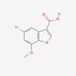 molecular formula C10H7BrO4 B13564441 5-Bromo-7-methoxy-1-benzofuran-3-carboxylic acid 