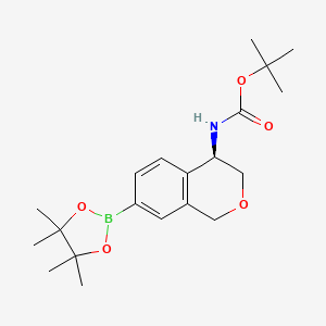 molecular formula C20H30BNO5 B13564515 tert-Butyl (R)-(7-(4,4,5,5-tetramethyl-1,3,2-dioxaborolan-2-yl)isochroman-4-yl)carbamate 