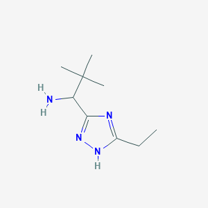 molecular formula C9H18N4 B13564530 1-(5-ethyl-1H-1,2,4-triazol-3-yl)-2,2-dimethylpropan-1-amine 