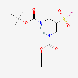 molecular formula C13H25FN2O6S B13564543 tert-butylN-(3-{[(tert-butoxy)carbonyl]amino}-2-(fluorosulfonyl)propyl)carbamate 