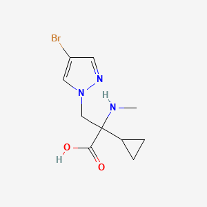 molecular formula C10H14BrN3O2 B13564587 3-(4-Bromo-1h-pyrazol-1-yl)-2-cyclopropyl-2-(methylamino)propanoic acid 