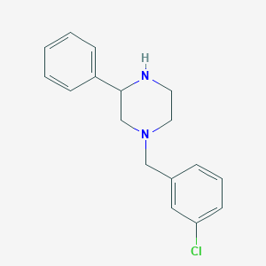 molecular formula C17H19ClN2 B13564656 1-[(3-Chlorophenyl)methyl]-3-phenylpiperazine 