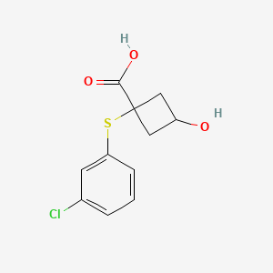 molecular formula C11H11ClO3S B13564778 1-((3-Chlorophenyl)thio)-3-hydroxycyclobutane-1-carboxylic acid 