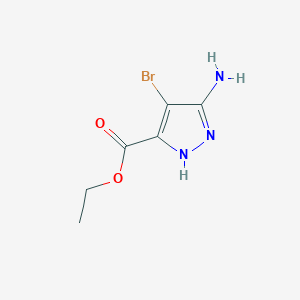 molecular formula C6H8BrN3O2 B13564834 ethyl 5-amino-4-bromo-1H-pyrazole-3-carboxylate 