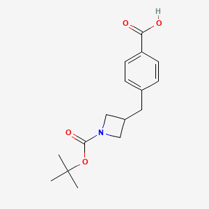 molecular formula C16H21NO4 B13564842 4-((1-(Tert-butoxycarbonyl)azetidin-3-yl)methyl)benzoic acid 