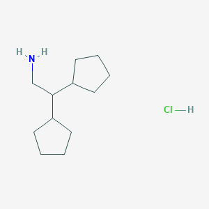 molecular formula C12H24ClN B13564886 2,2-Dicyclopentylethan-1-aminehydrochloride 