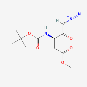 molecular formula C11H17N3O5 B13564988 methyl(3R)-3-{[(tert-butoxy)carbonyl]amino}-5-diazo-4-oxopentanoate 