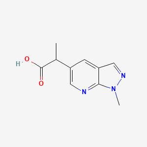 molecular formula C10H11N3O2 B13565000 2-{1-methyl-1H-pyrazolo[3,4-b]pyridin-5-yl}propanoicacid 