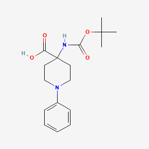 molecular formula C17H24N2O4 B13565017 4-((Tert-butoxycarbonyl)amino)-1-phenylpiperidine-4-carboxylic acid 