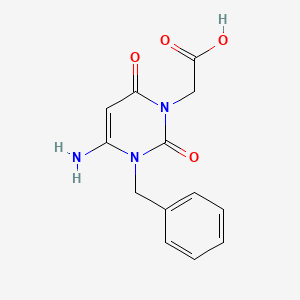 molecular formula C13H13N3O4 B13565179 2-(4-Amino-3-benzyl-2,6-dioxo-3,6-dihydropyrimidin-1(2h)-yl)acetic acid 