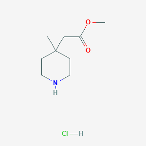 molecular formula C9H18ClNO2 B13565235 Methyl2-(4-methylpiperidin-4-yl)acetatehydrochloride 