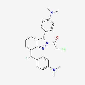 2-chloro-1-{3-[4-(dimethylamino)phenyl]-7-{[4-(dimethylamino)phenyl]methylidene}-3,3a,4,5,6,7-hexahydro-2H-indazol-2-yl}ethan-1-one