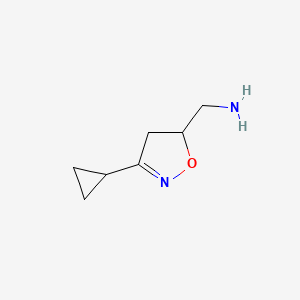 molecular formula C7H12N2O B13565429 (3-Cyclopropyl-4,5-dihydroisoxazol-5-yl)methanamine 