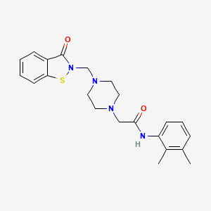 molecular formula C22H26N4O2S B13565474 N-(2,3-dimethylphenyl)-2-{4-[(3-oxo-2,3-dihydro-1,2-benzothiazol-2-yl)methyl]piperazin-1-yl}acetamide 