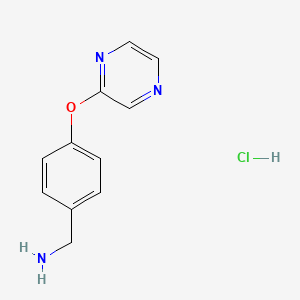 molecular formula C11H12ClN3O B1356548 4-(吡嗪-2-基氧基)-苯甲胺盐酸盐 CAS No. 1018827-50-3