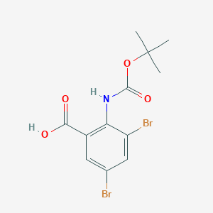 molecular formula C12H13Br2NO4 B13565602 3,5-Dibromo-2-((tert-butoxycarbonyl)amino)benzoic acid 