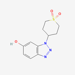 molecular formula C11H13N3O3S B13565659 4-(6-Hydroxy-1H-benzo[d][1,2,3]triazol-1-yl)tetrahydro-2H-thiopyran 1,1-dioxide 