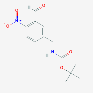 molecular formula C13H16N2O5 B13565719 tert-butylN-[(3-formyl-4-nitrophenyl)methyl]carbamate 