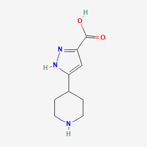 molecular formula C9H13N3O2 B13565760 3-(piperidin-4-yl)-1H-pyrazole-5-carboxylic acid 