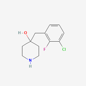 molecular formula C12H15ClFNO B13565866 4-(3-Chloro-2-fluorobenzyl)piperidin-4-ol 