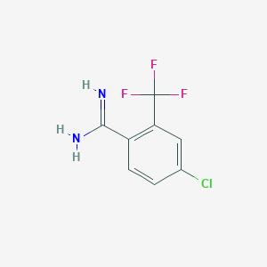 molecular formula C8H6ClF3N2 B13565897 4-Chloro-2-(trifluoromethyl)benzene-1-carboximidamide 