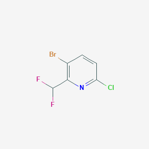 molecular formula C6H3BrClF2N B13565976 3-Bromo-6-chloro-2-(difluoromethyl)pyridine 