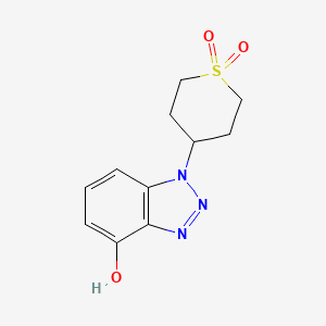 molecular formula C11H13N3O3S B13565988 4-(4-Hydroxy-1H-benzo[d][1,2,3]triazol-1-yl)tetrahydro-2H-thiopyran 1,1-dioxide 